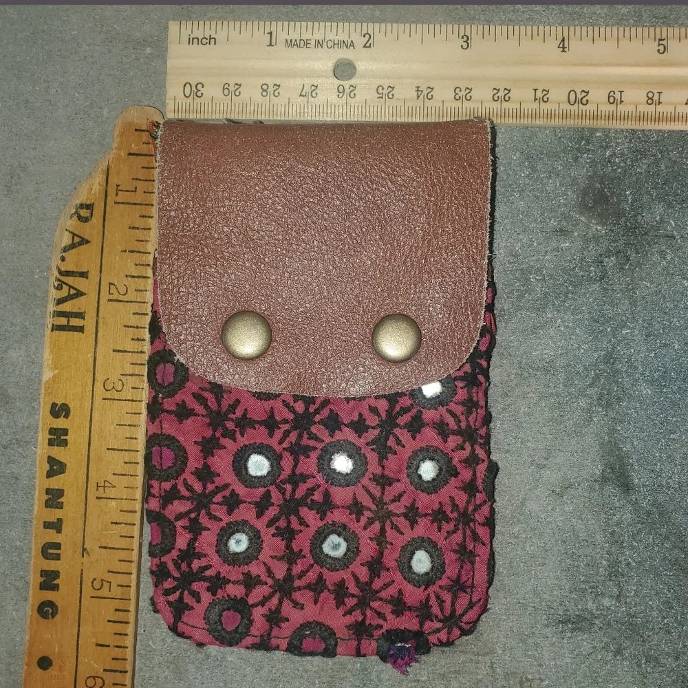 🍄🪬 Free People Boho Embroidered Repurposed vtg banjara hippie Wallet card case